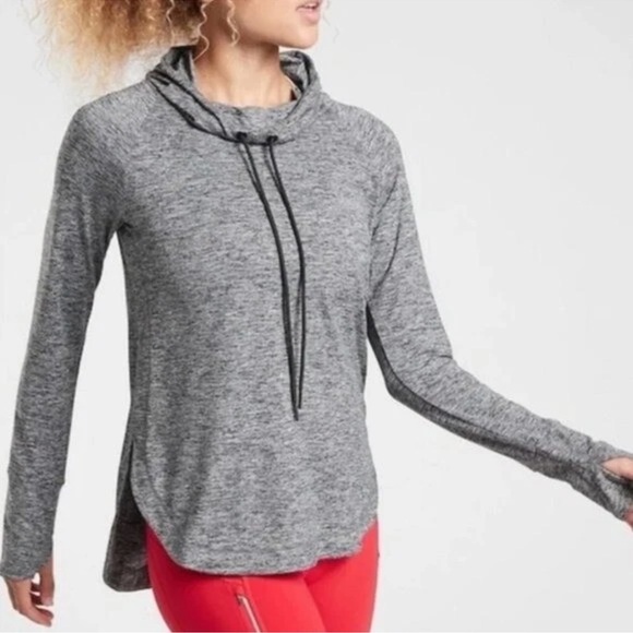 Athleta Sweaters - Athleta Gray Uptempo Hooded Athletic Pullover XS